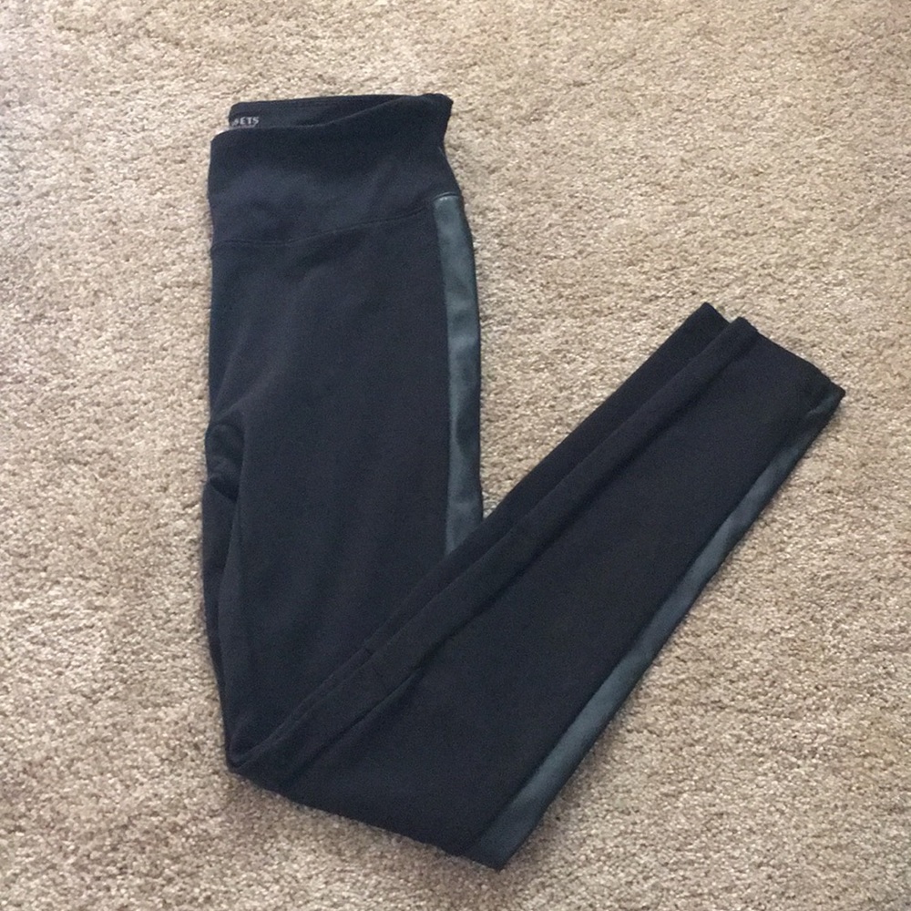 SPANX Leggings with Faux Leather Stripe Down Side